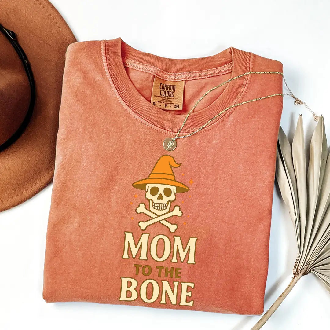 Dad to the Bone & Mom to the Bone - Matching Halloween Comfort Colors T-Shirt alternate product view in Yam.