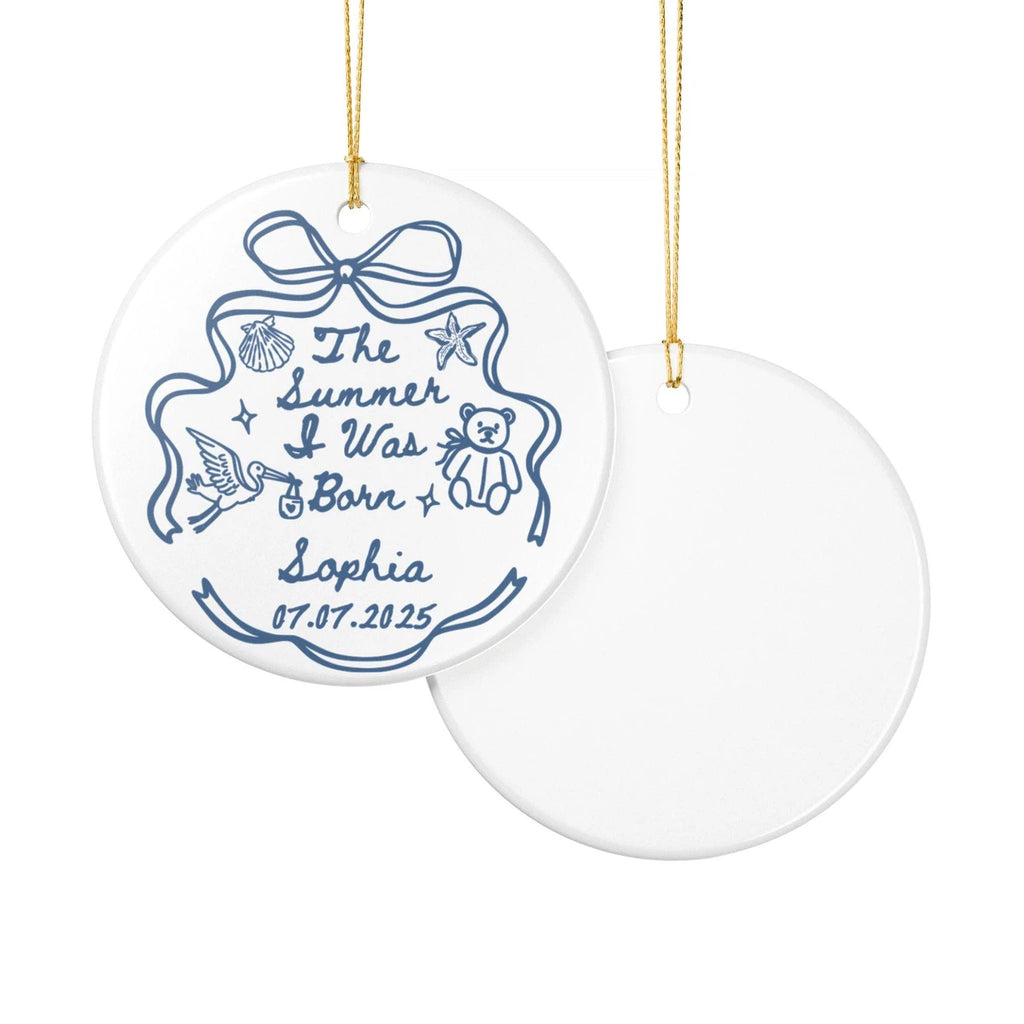 summer i was born ornament front back