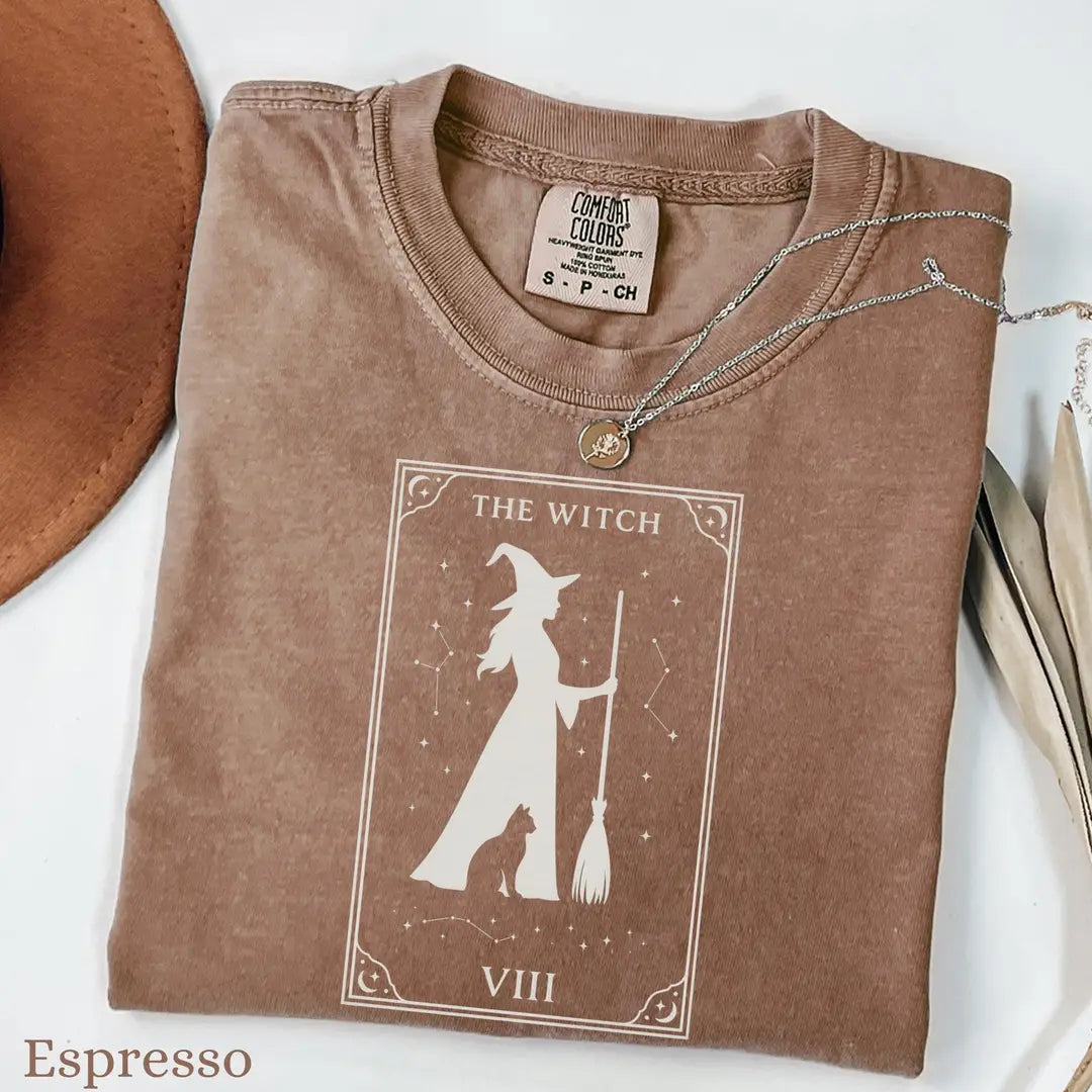Witch Comfort Colors T-Shirt alternate product view in Espresso.