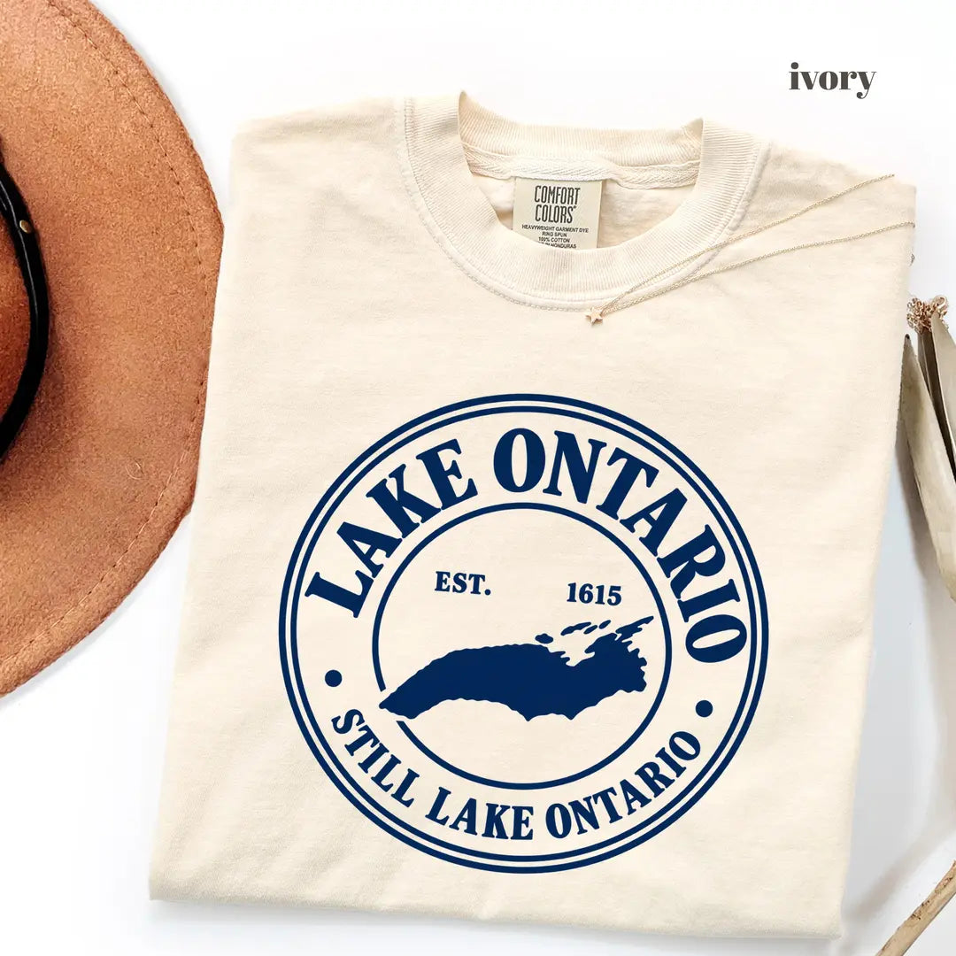 Ivory Comfort Colors 1717 T-shirt with Lake Ontario design
