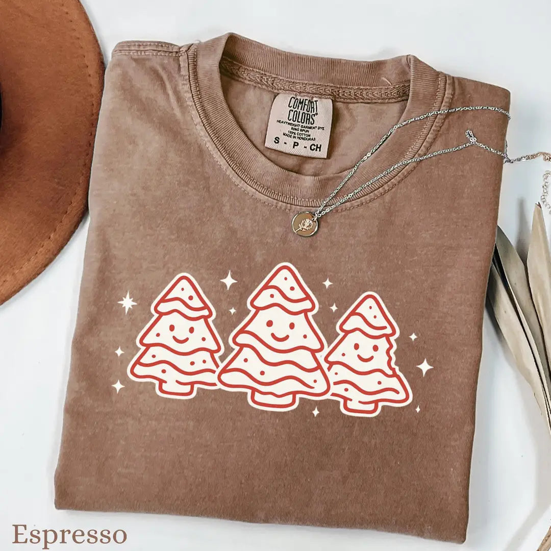 Espresso Comfort Colors 1717 T-shirt with Cute Christmas design, alternate product view.
