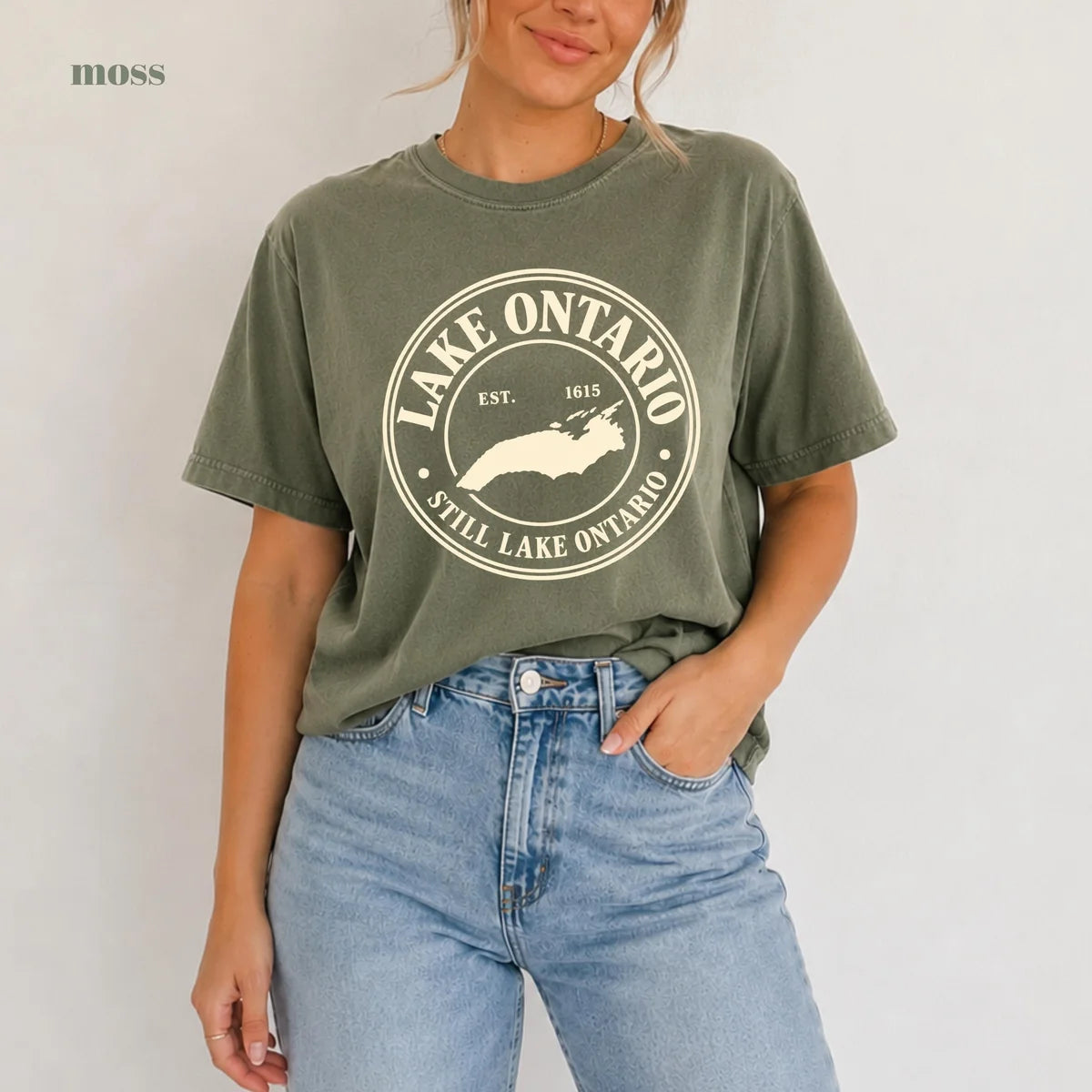 Moss Comfort Colors 1717 T-shirt with Lake Ontario design