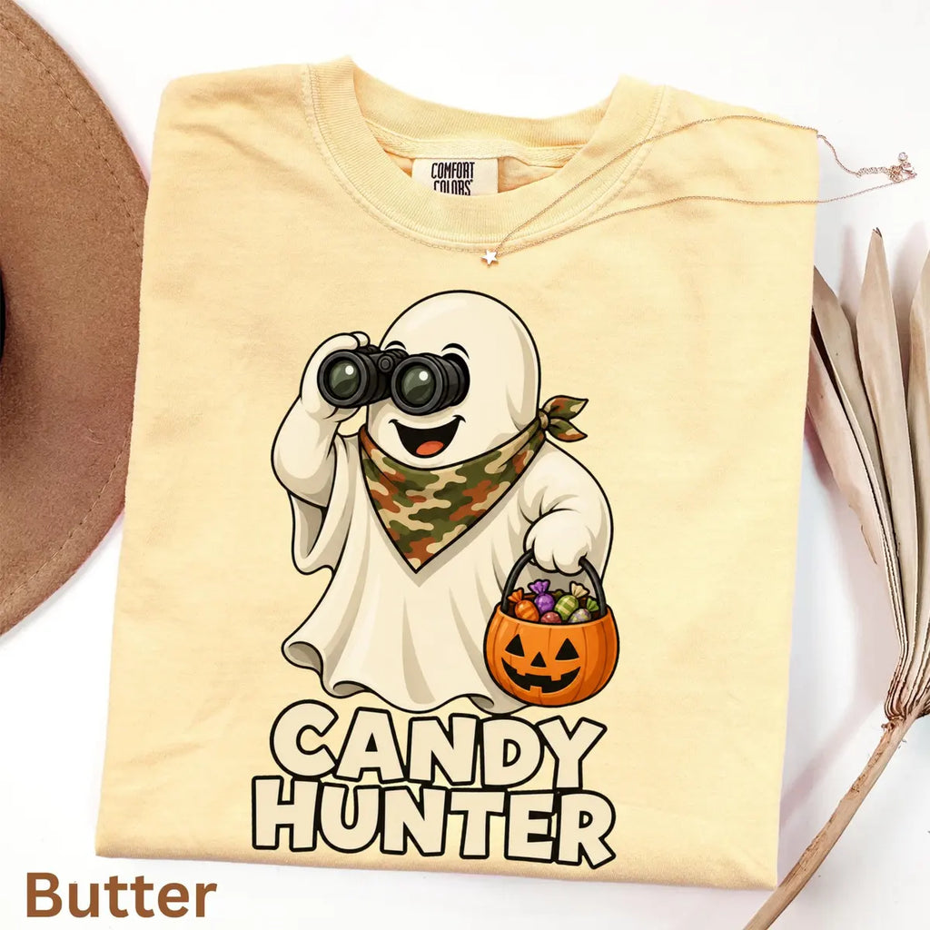 Candy Hunter Camo Halloween Comfort Colors T-Shirt alternate product view.