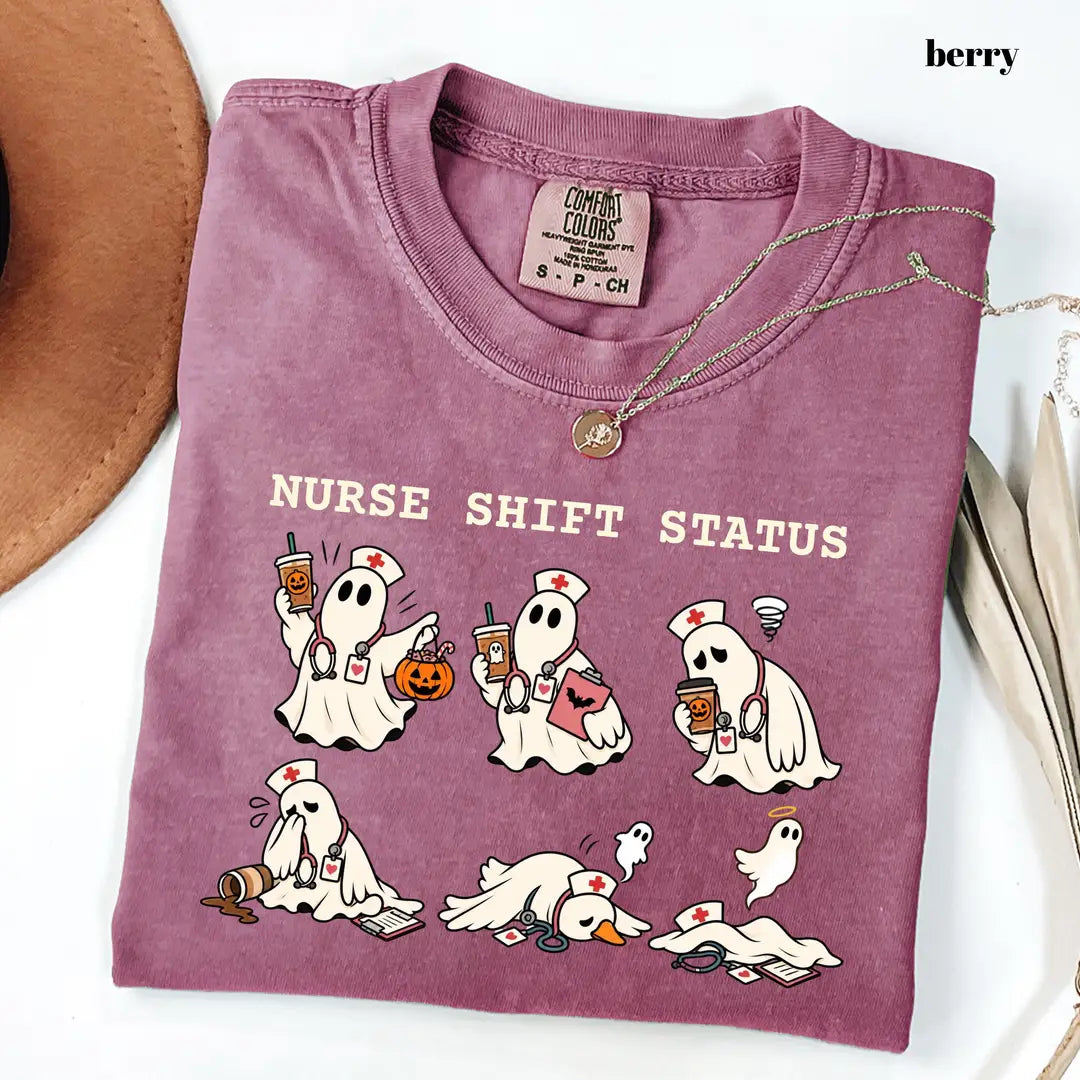 Comfort Colors 1717 T-shirt with Ghost Nurse Halloween design alternate view view 7