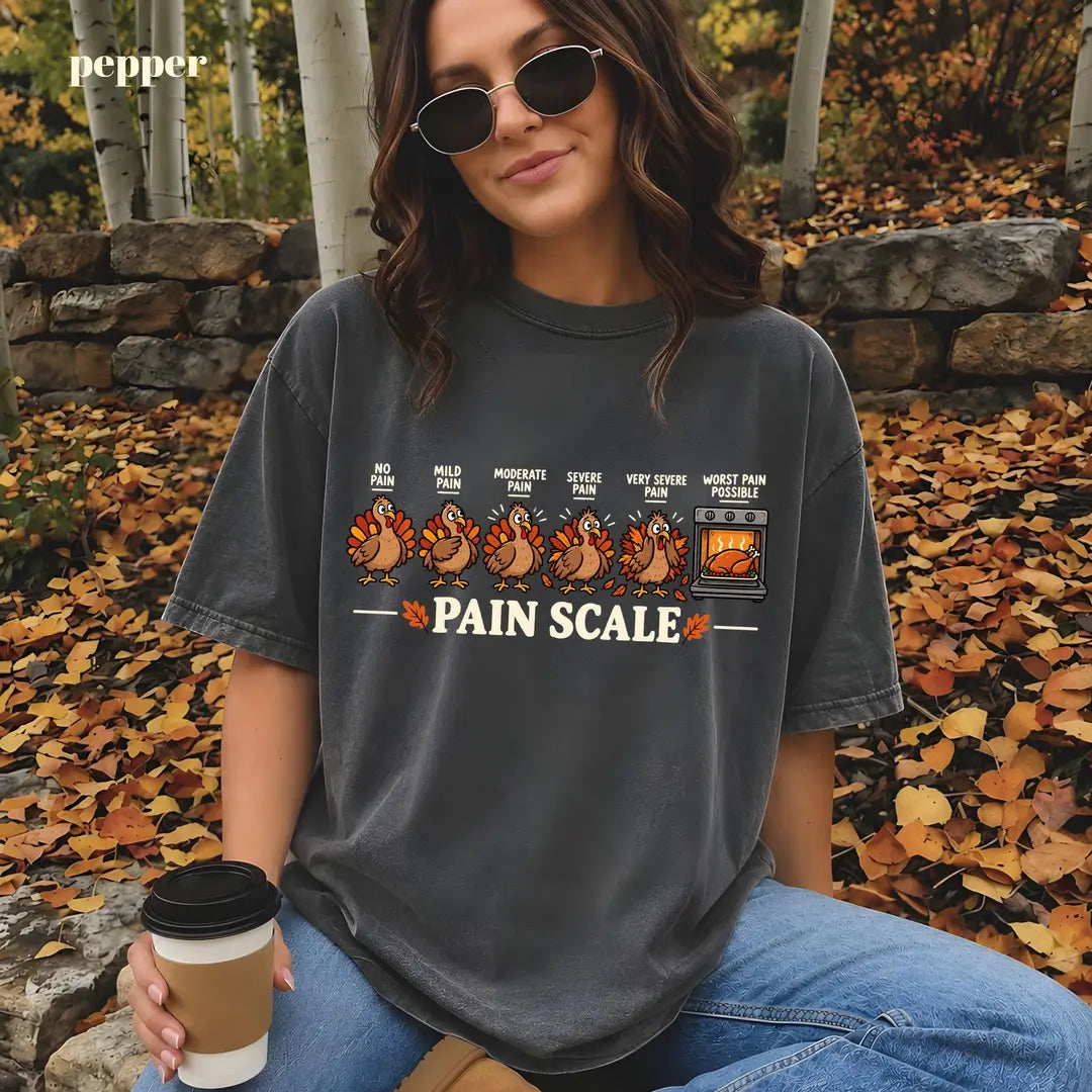 Comfort Colors 1717 T-shirt with Funny Pain Scale Thanksgiving design alternate view view 4