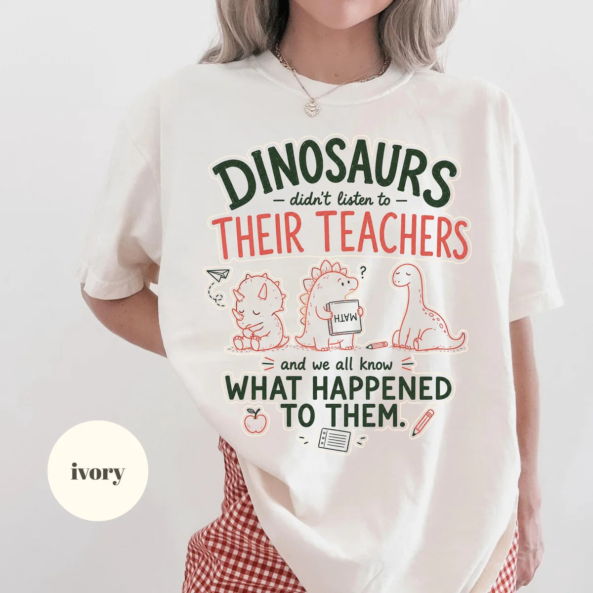 Ivory Comfort Colors 1717 T-shirt with Funny Teacher design