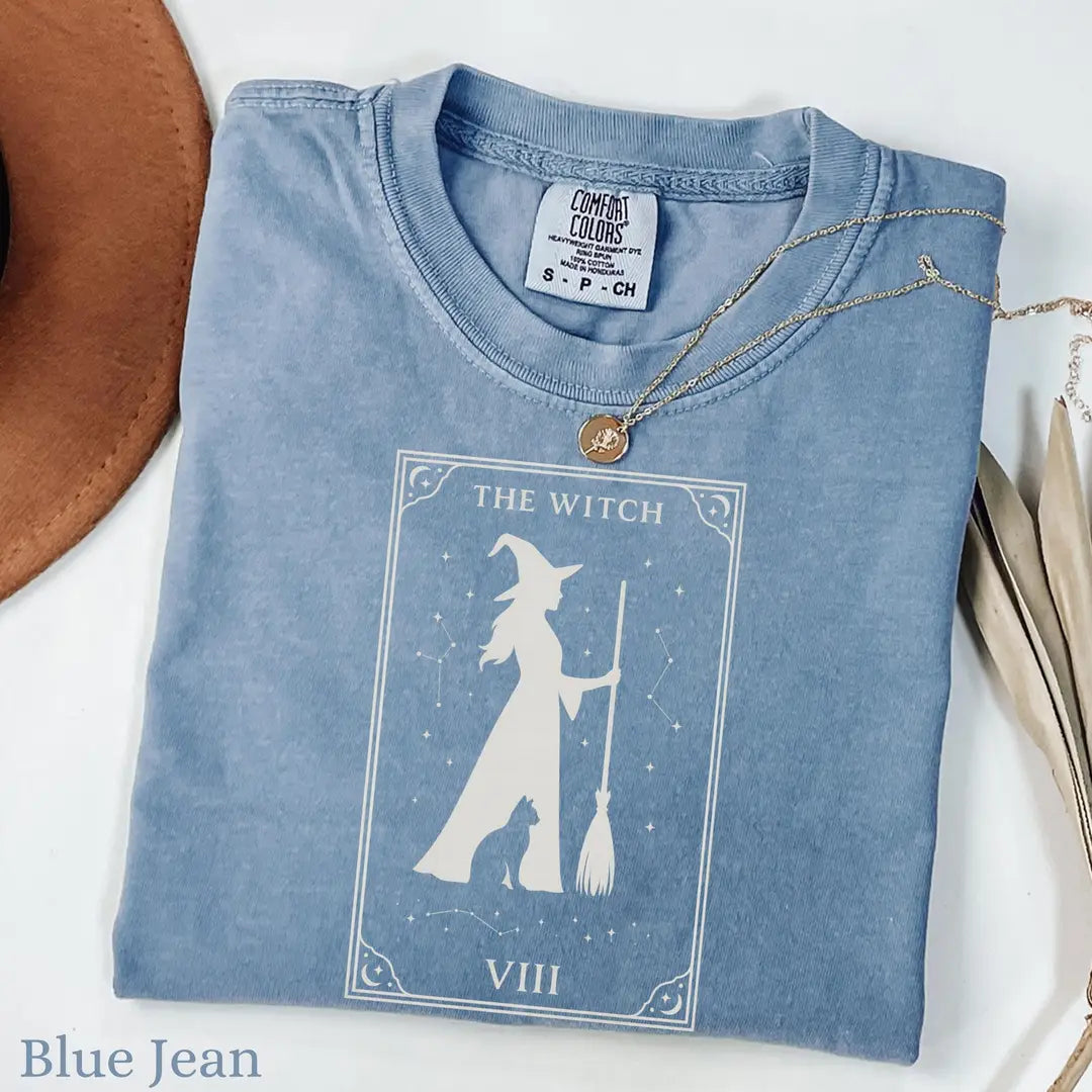 Witch Comfort Colors T-Shirt alternate product view in Blue Jean.