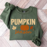 Crewneck sweatshirt with Pumpkin Season design, alternate product view.