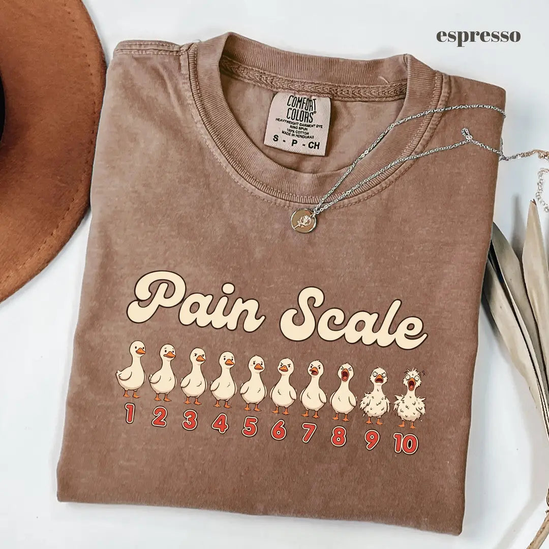 Espresso Comfort Colors 1717 T-shirt with Pain Scale design
