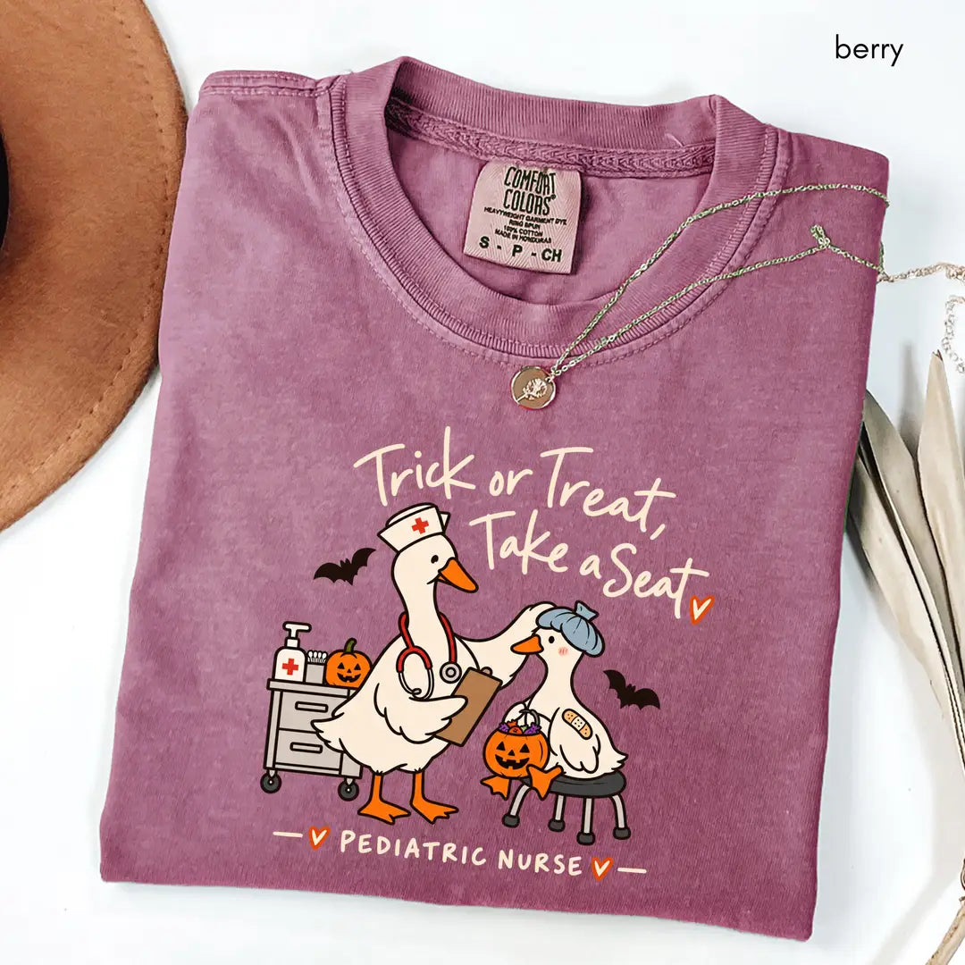 Comfort Colors 1717 T-shirt with Pediatric Nurse Halloween design alternate view