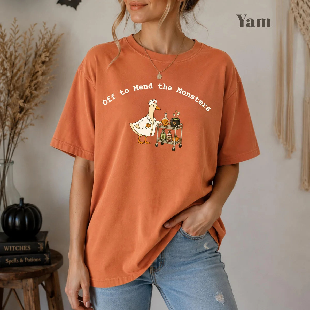 Yam Comfort Colors 1717 T-shirt with Off to Mend the Monsters design view 2