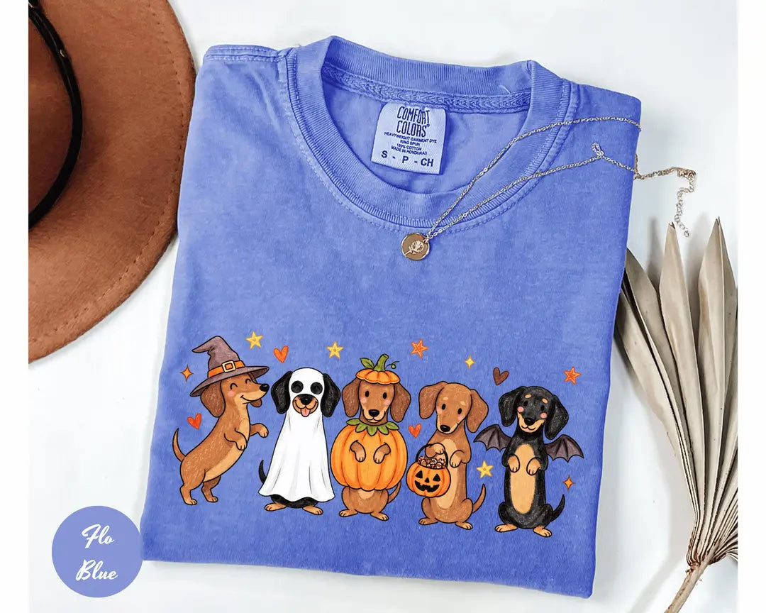 Comfort Colors 1717 T-shirt with Halloween Dachshund design alternate view view 4