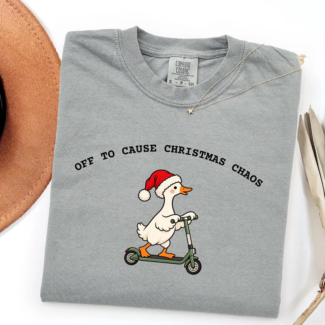 Comfort Colors 1717 T-shirt with Christmas Goose design worn by a model view 5