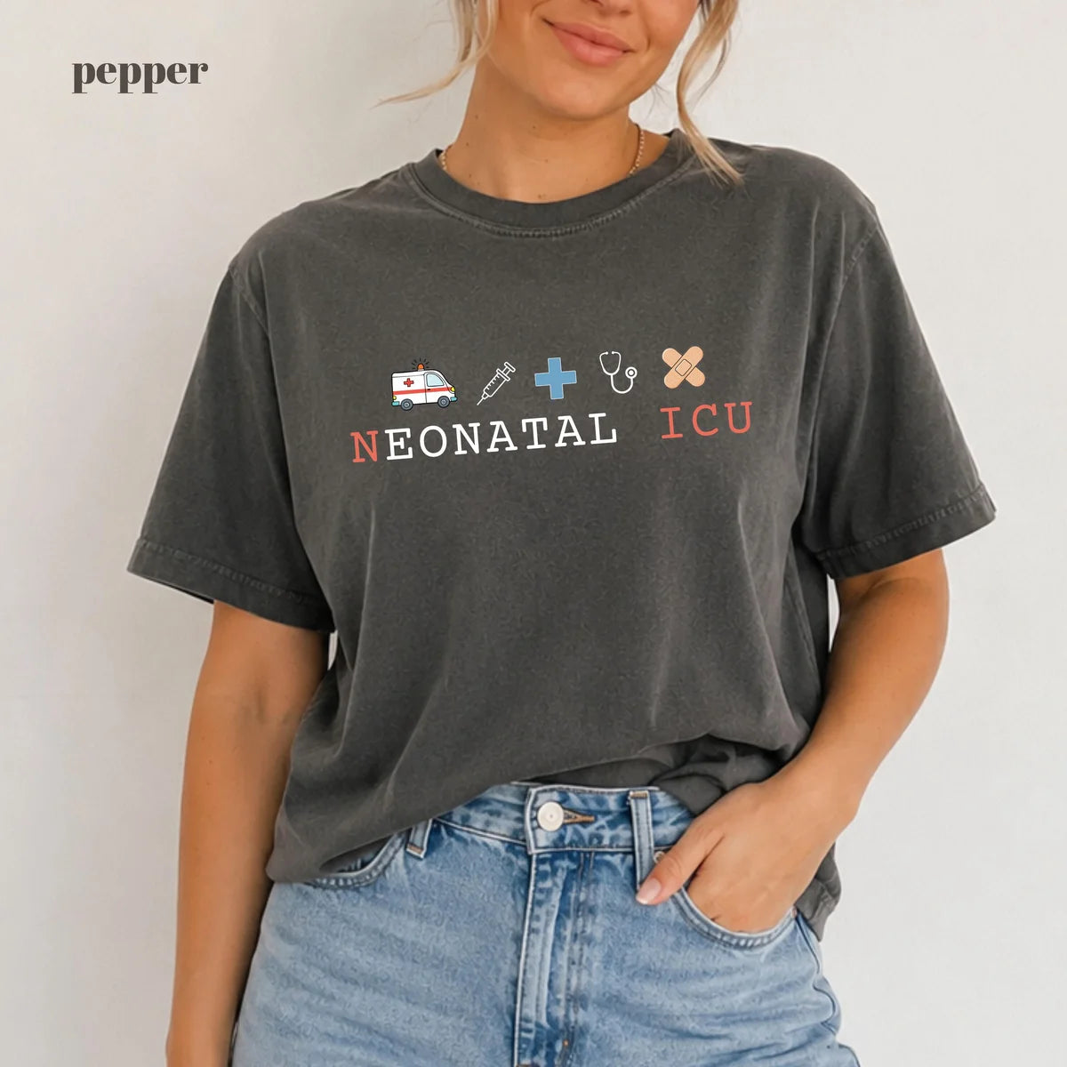 Pepper Comfort Colors 1717 T-shirt with NICU Nurse design