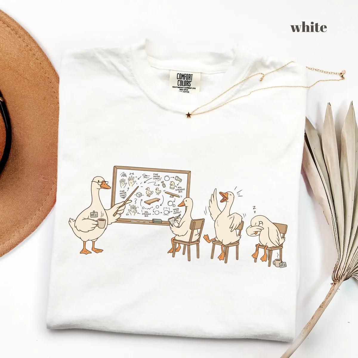 White Comfort Colors 1717 T-shirt with Occupational Therapist design