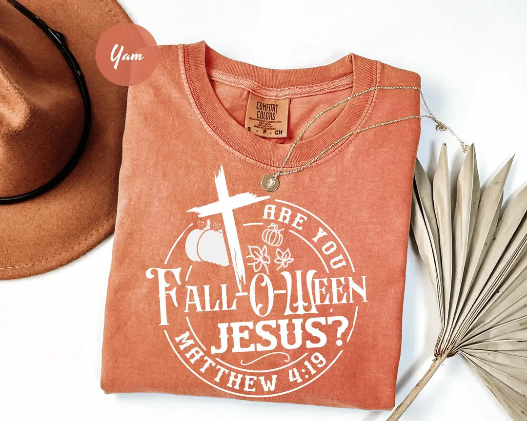 Comfort Colors 1717 T-shirt with Are You Fall-o-ween Jesus design
