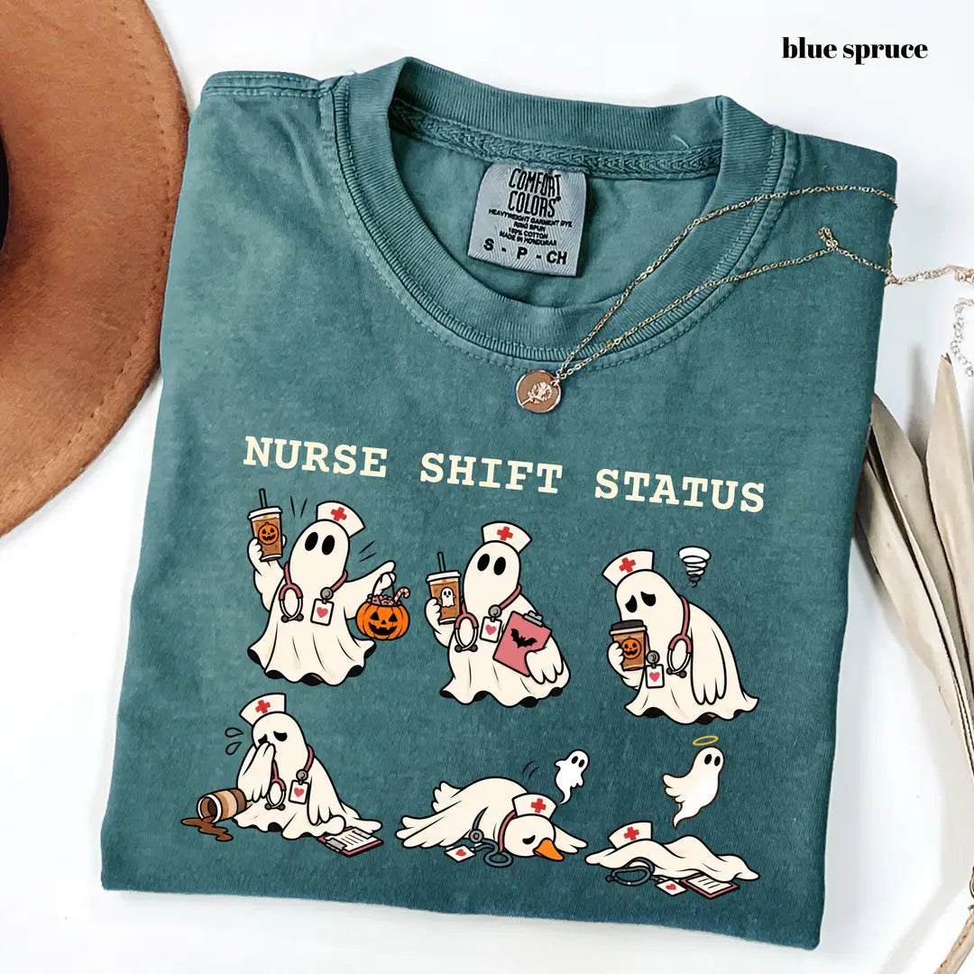 Comfort Colors 1717 T-shirt with Ghost Nurse Halloween design alternate view view 6