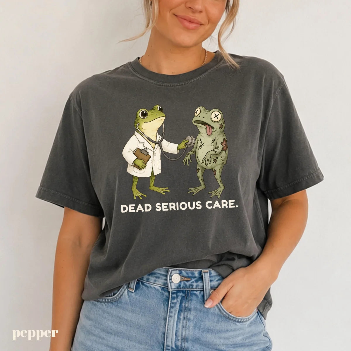 Comfort Colors 1717 T-shirt with Dead Serious Care design alternate view