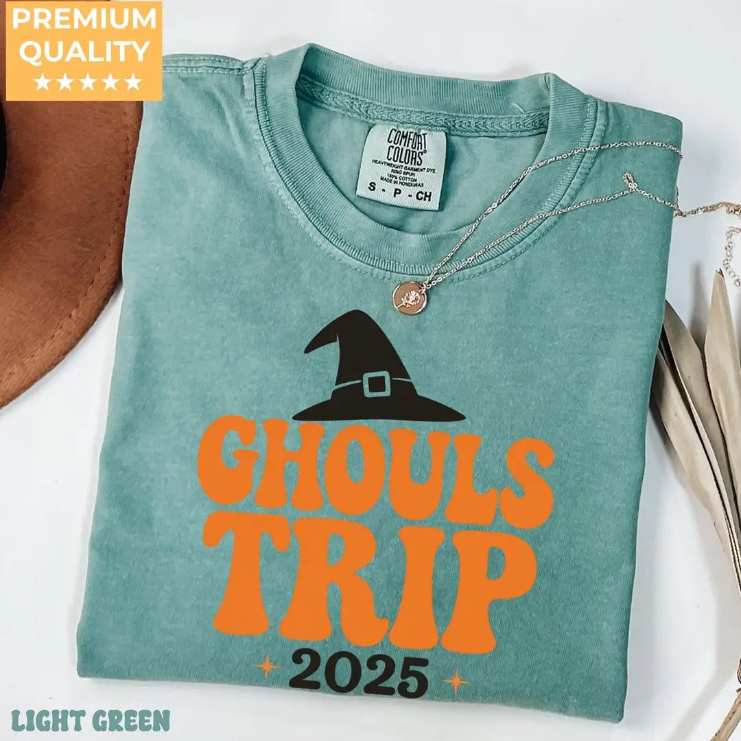 Girls Trip Comfort Colors T-Shirt alternate product view in Light Green.