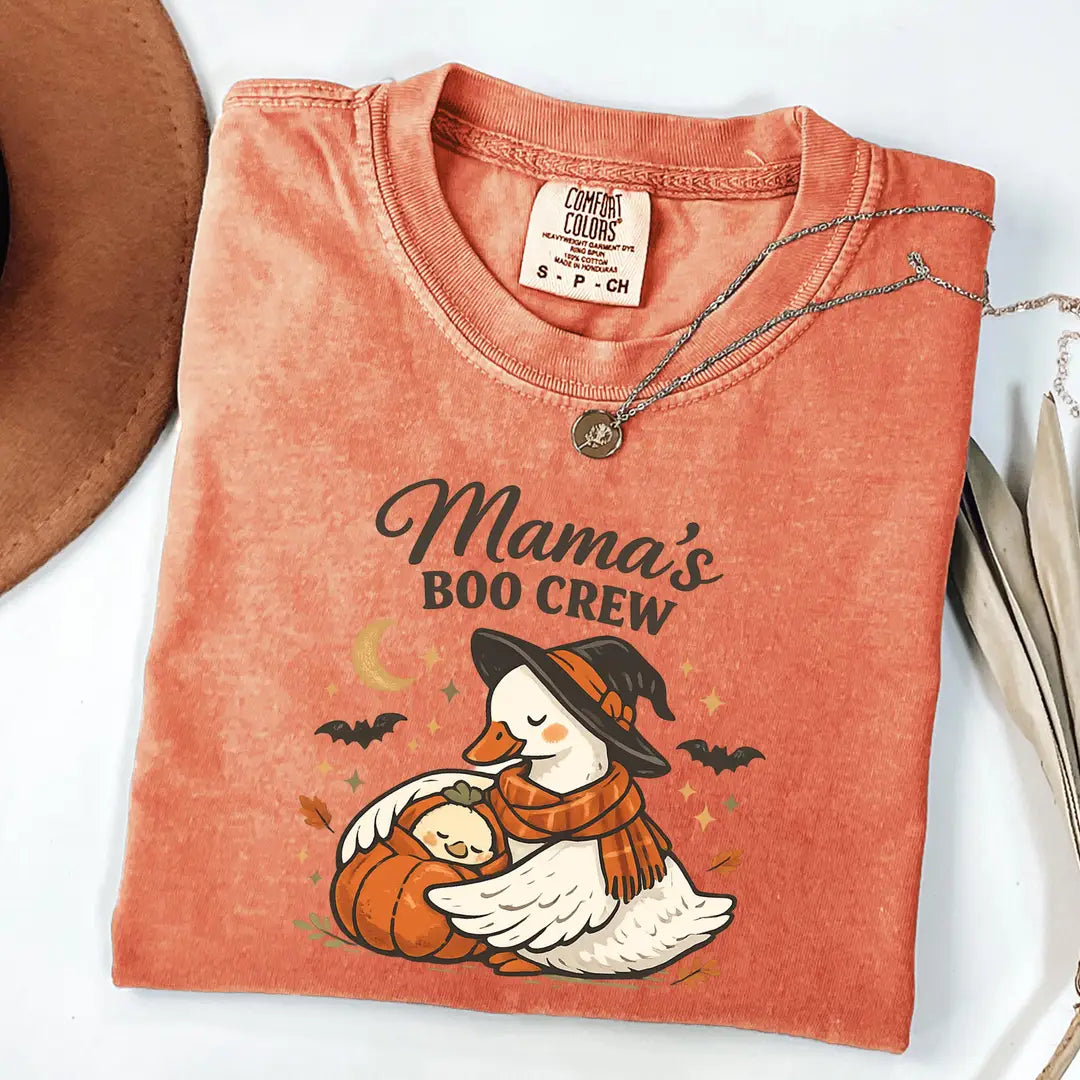 Comfort Colors 1717 T-shirt with Halloween Mom design worn by a model view 3