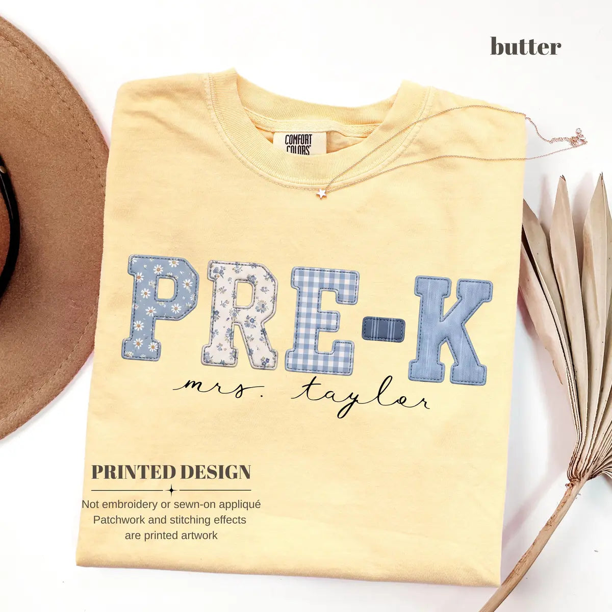 Butter Comfort Colors 1717 T-shirt with Pre K Teacher design