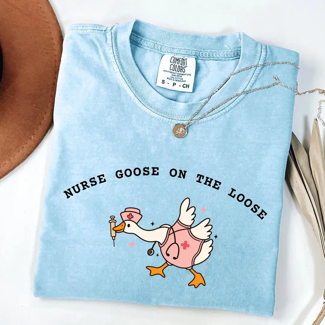 Comfort Colors 1717 T-shirt with Nurse Goose on the Loose design alternate view view 4