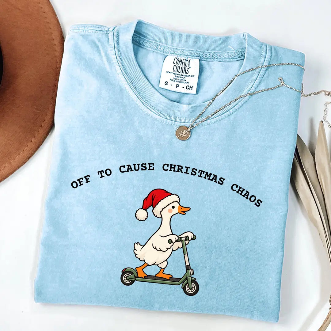 Comfort Colors 1717 T-shirt with Christmas Goose design worn by a model view 7