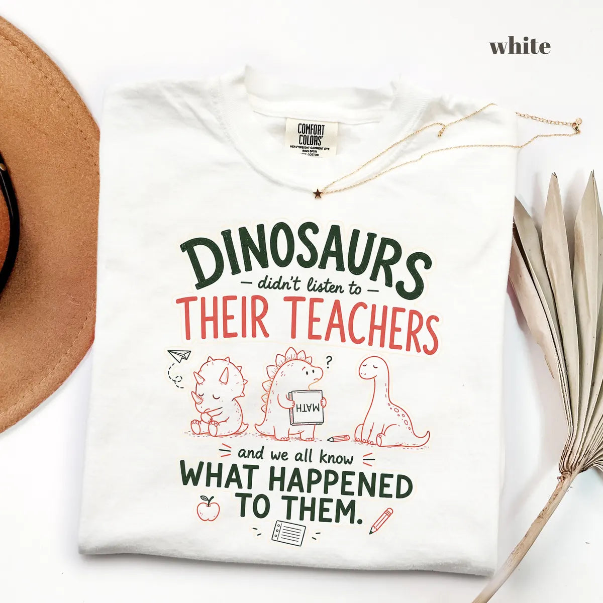 White Comfort Colors 1717 T-shirt with Funny Teacher design view 2