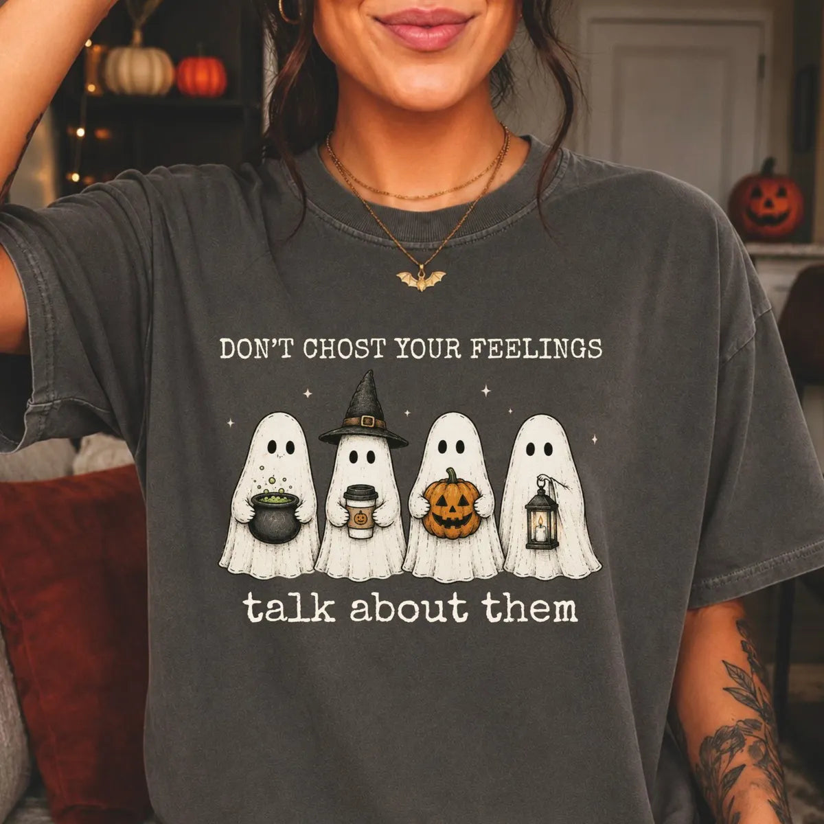 Comfort Colors 1717 T-shirt with Dont Ghost Your Feelings design alternate view
