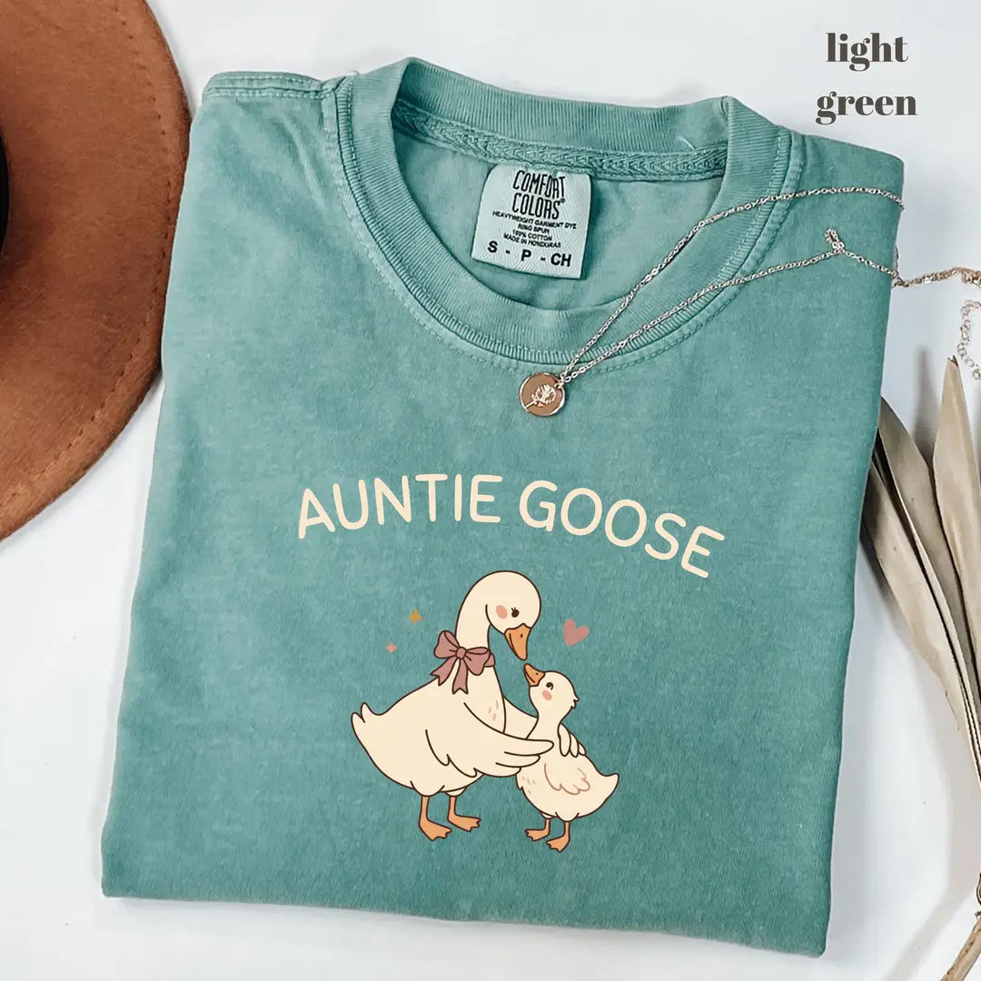 Comfort Colors 1717 T-shirt with Auntie Goose design worn by a model view 2