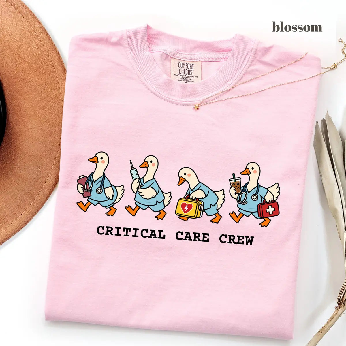 Blossom Comfort Colors 1717 T-shirt with ICU Nurse design