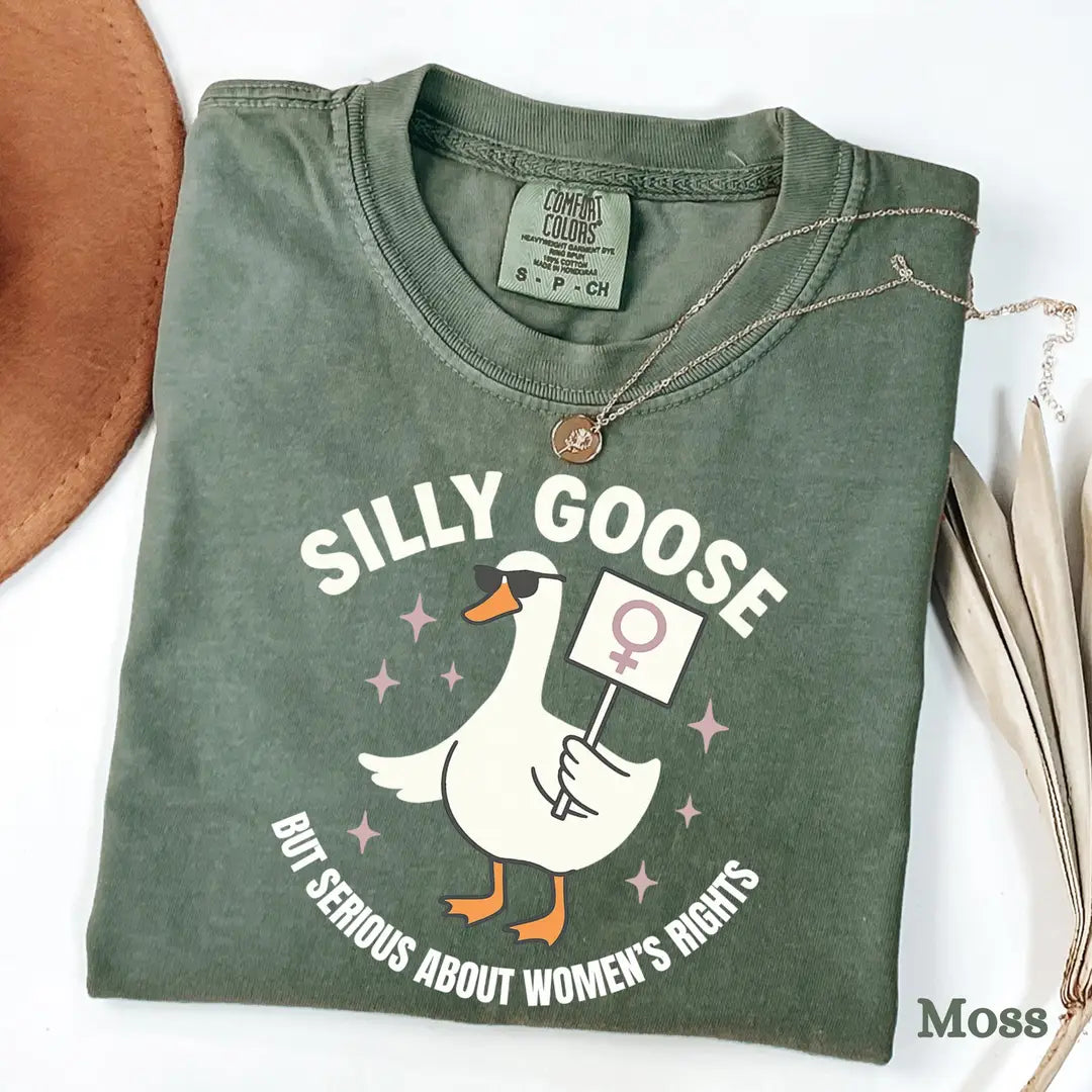 Moss Comfort Colors 1717 T-shirt with Feminist design, alternate product view.