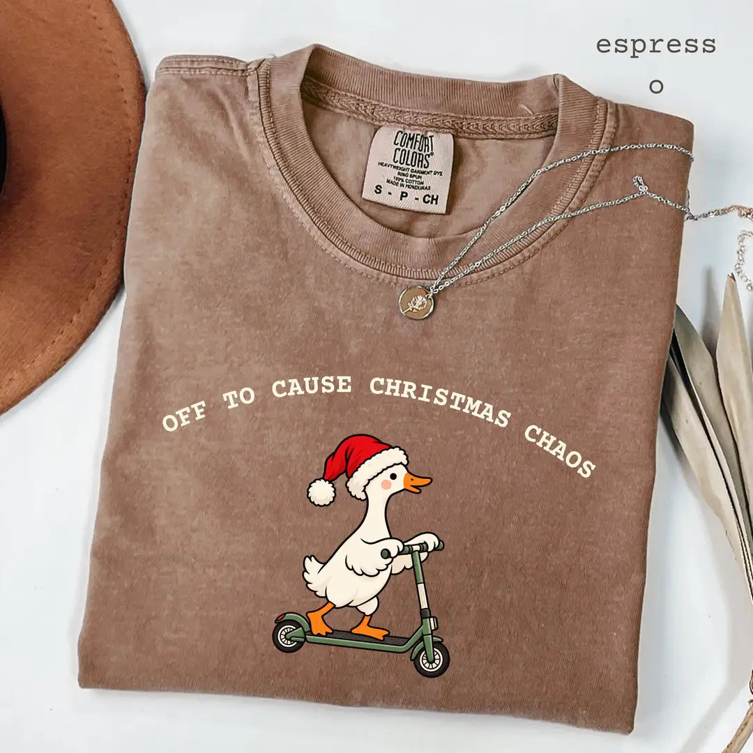 Comfort Colors 1717 T-shirt with Christmas Goose design worn by a model view 6