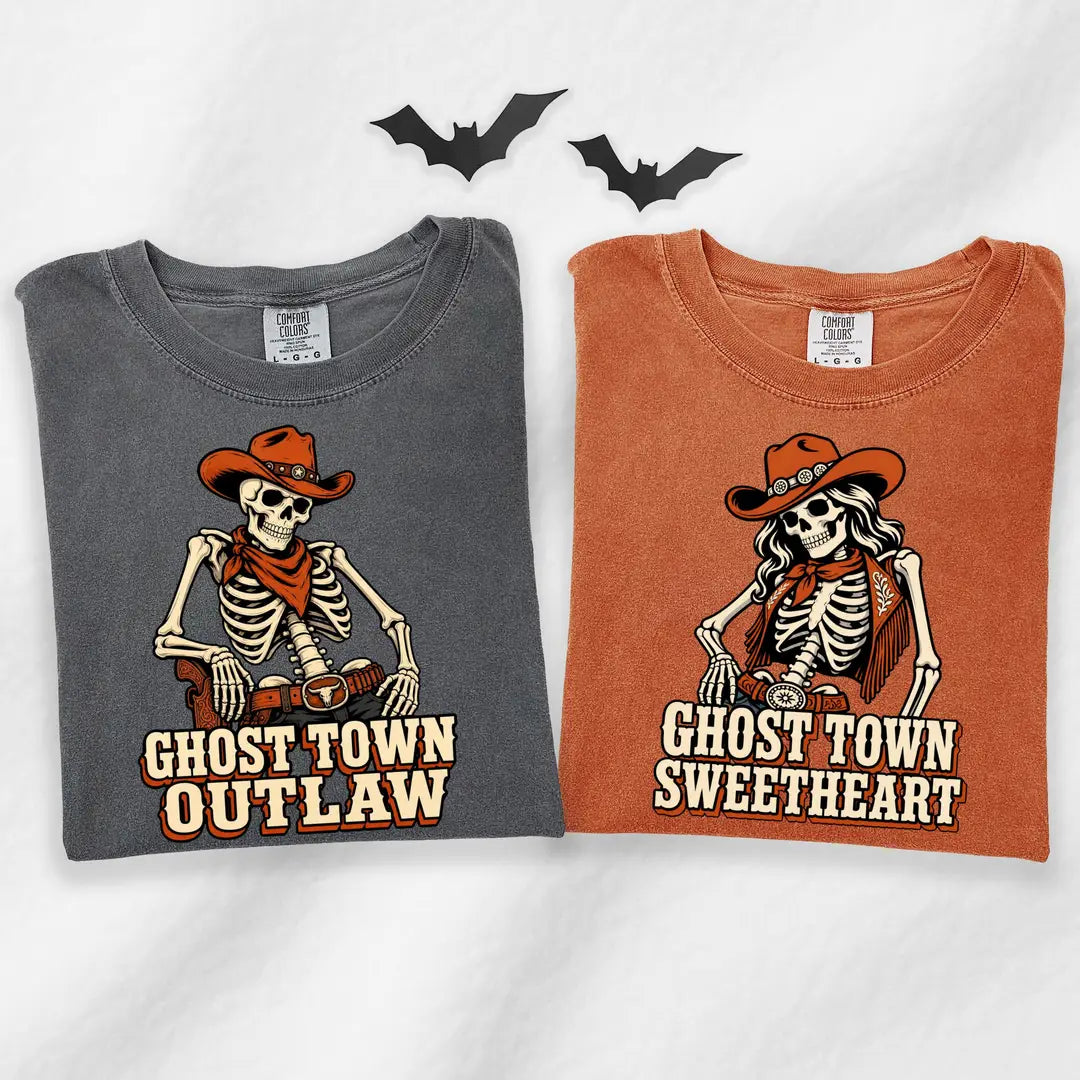 He's My Trick She's My Treat Skeleton Couple Comfort Colors T-Shirt hero view.