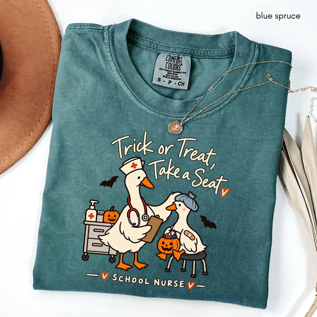 Comfort Colors 1717 T-shirt with School Nurse Halloween design alternate view