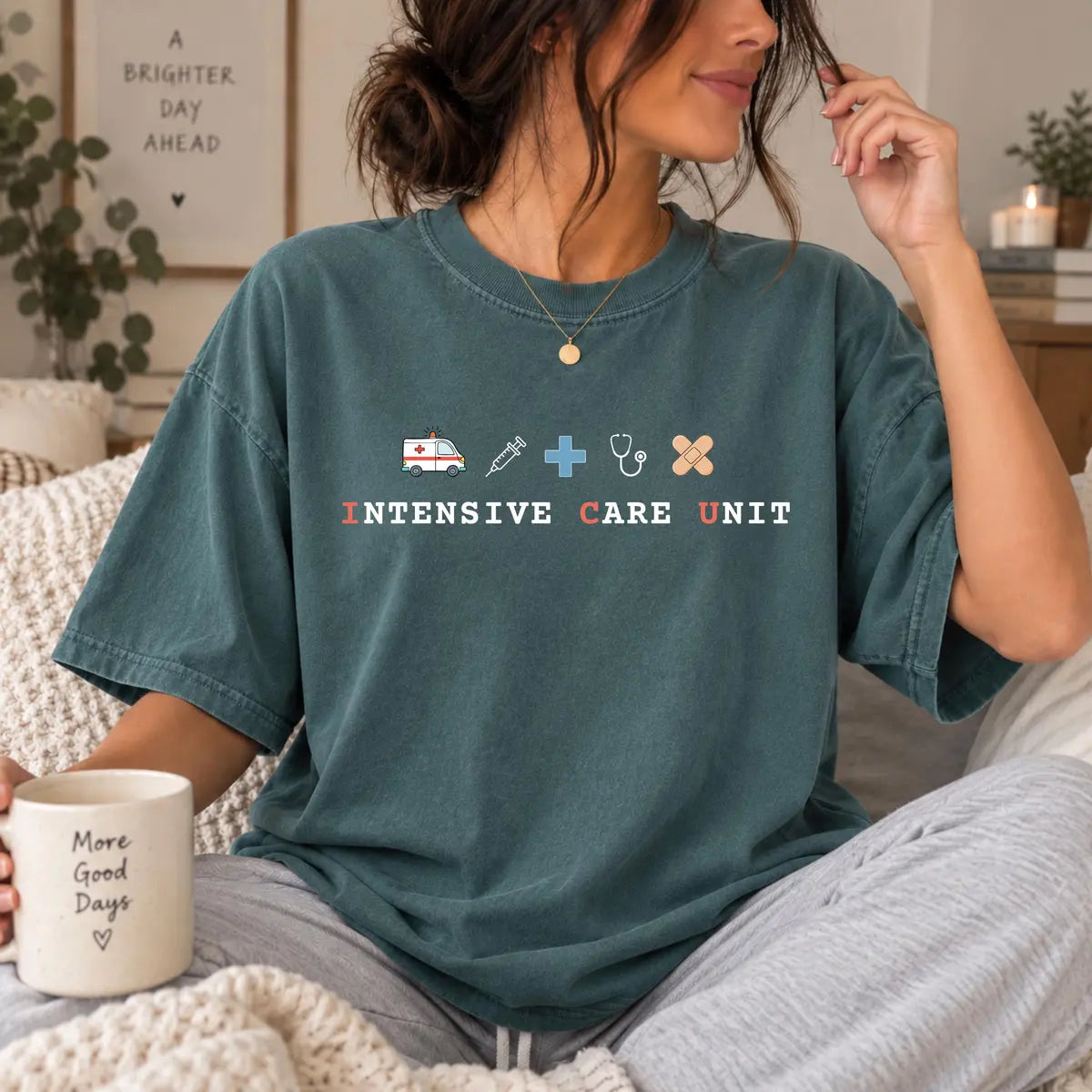 Comfort Colors 1717 T-shirt with ICU Nurse design alternate view