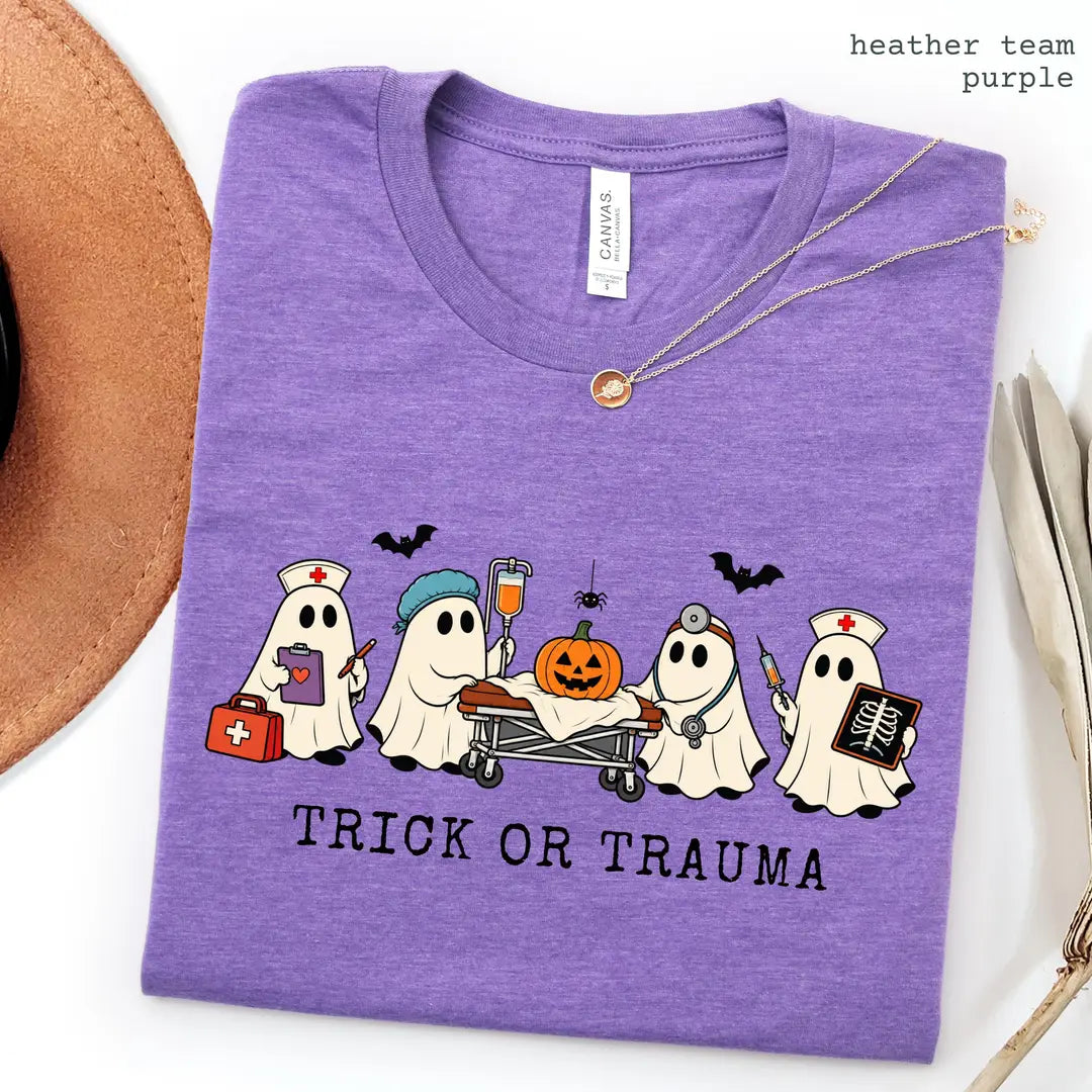 Bella Canvas 3001 T-shirt with Halloween Nurse design alternate view