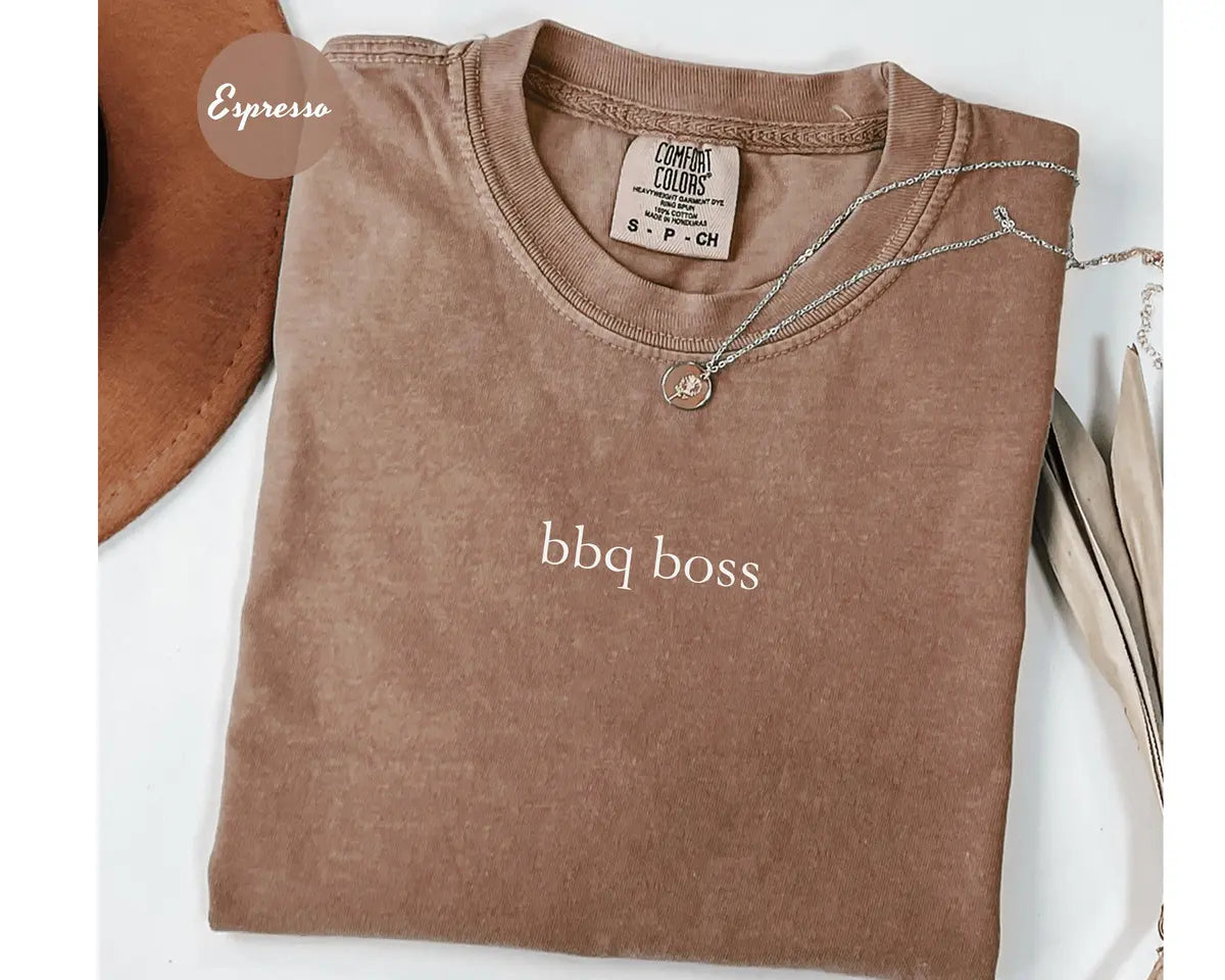 Espresso Comfort Colors 1717 T-shirt with BBQ Boss Dad design