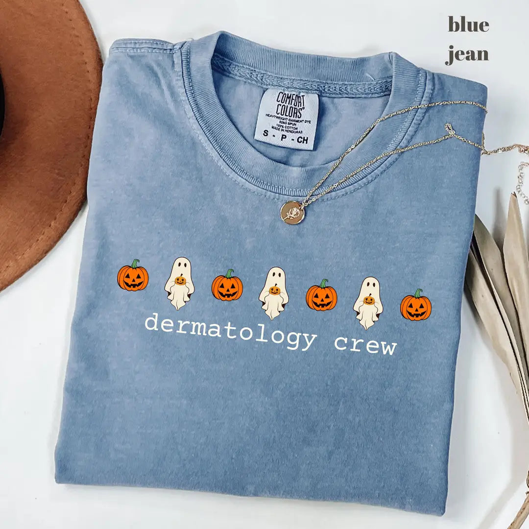 Blue Jean Comfort Colors 1717 T-shirt with Dermatology Crew design