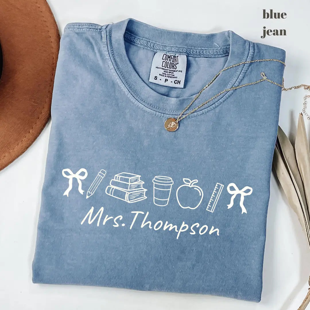 Blue Jean Comfort Colors 1717 T-shirt with Teacher design
