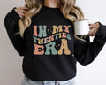 Black Crewneck sweatshirt with In My Twenties Era design, alternate product view.