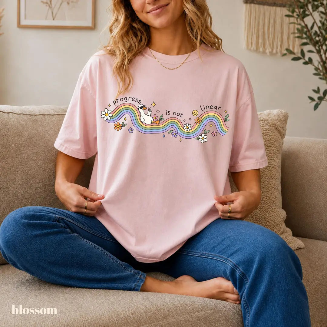 Comfort Colors 1717 T-shirt with Progress Is Not Linear design worn by a model view 4