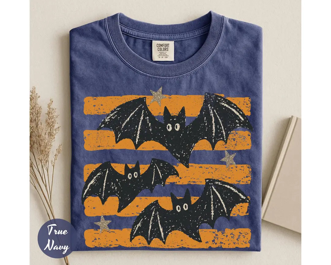 Comfort Colors 1717 T-shirt with Halloween Bats design alternate view view 2
