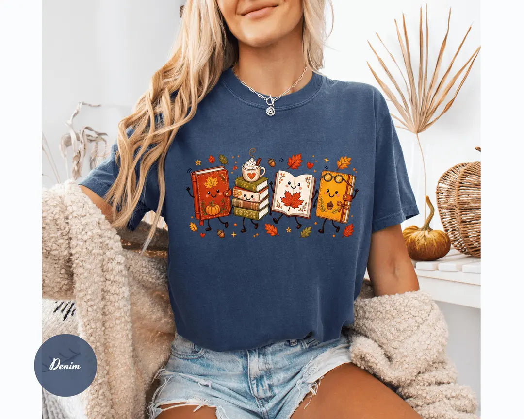 Comfort Colors 1717 T-shirt with Cozy Book Lover Doodle design alternate view view 4