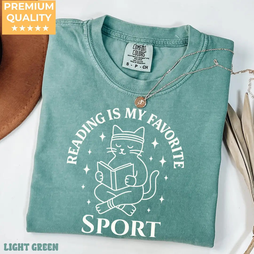 Light Green Comfort Colors 1717 T-shirt with Reading design, alternate product view.