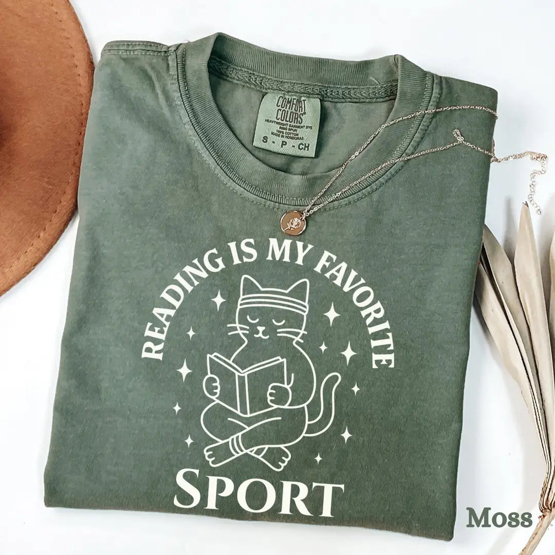 Moss Comfort Colors 1717 T-shirt with Reading design, alternate product view.