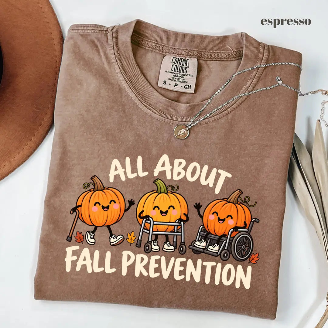 Espresso Comfort Colors 1717 T-shirt with Fall Prevention Nurse design