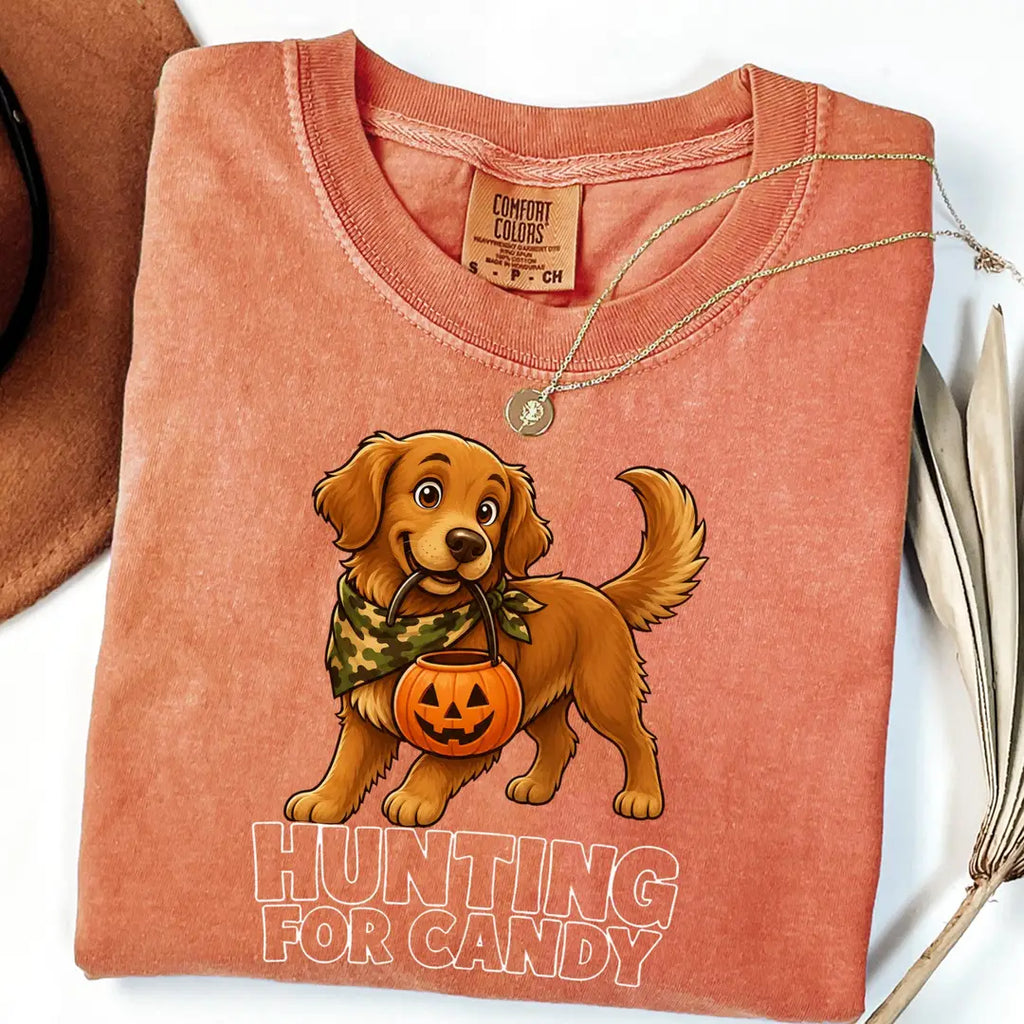 Camo Dog Halloween Comfort Colors T-Shirt alternate product view.