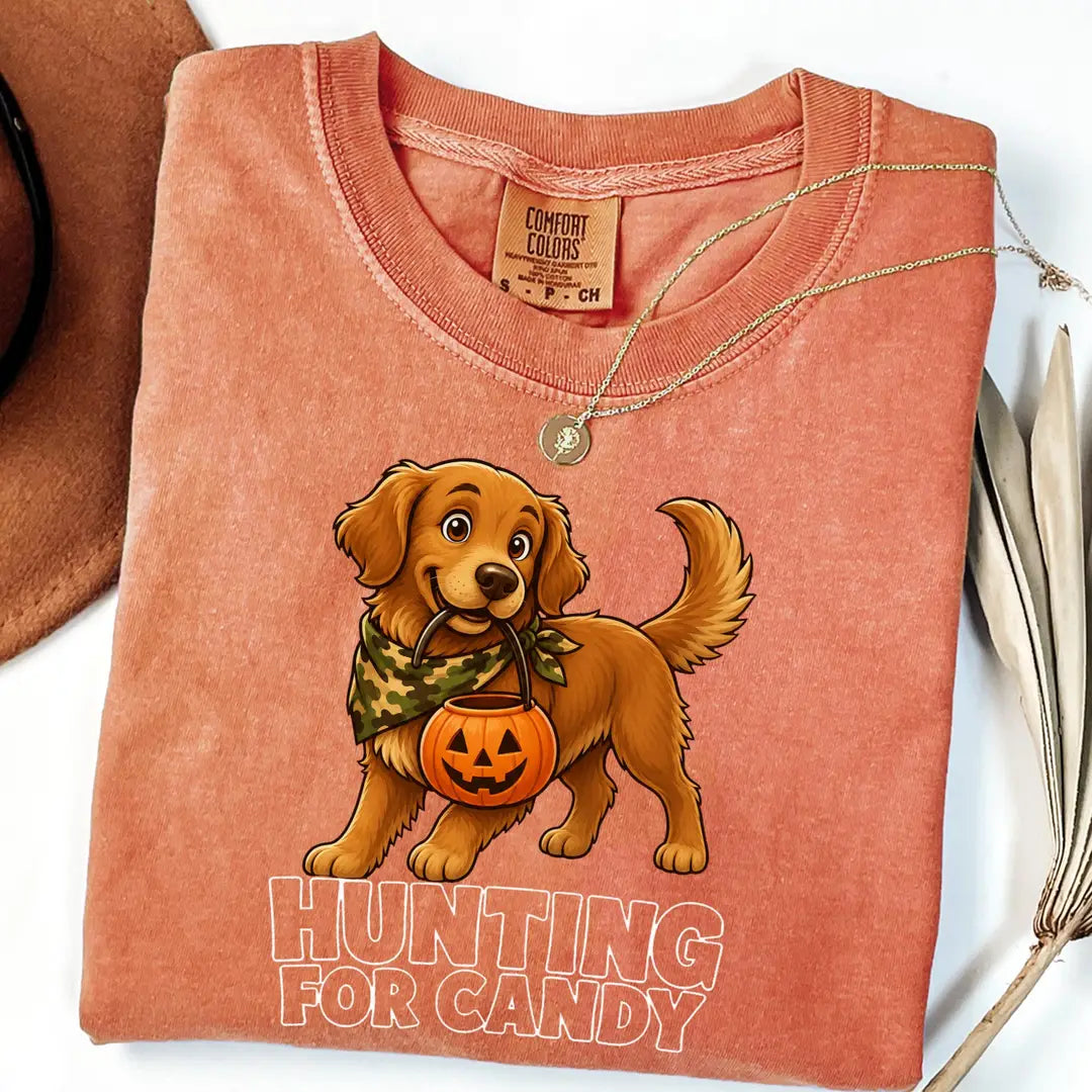 Camo Dog Halloween Comfort Colors T-Shirt alternate product view.