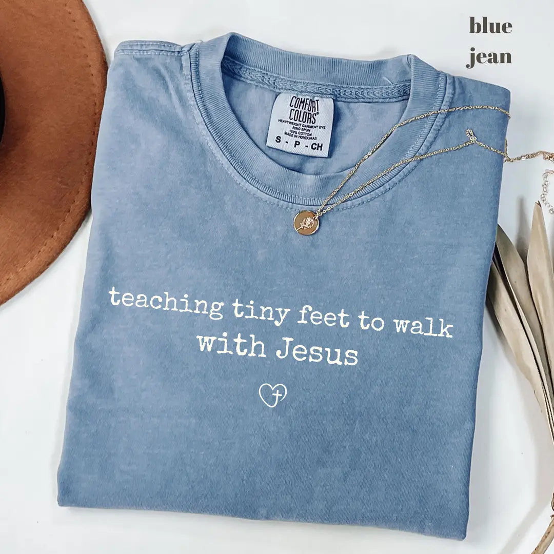 Blue Jean Comfort Colors 1717 T-shirt with Christian Teacher design